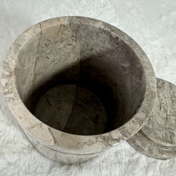 Handcrafted Gray Marble Storage Jar With Lid Trinket holder Heavy - Picture 4 of 8